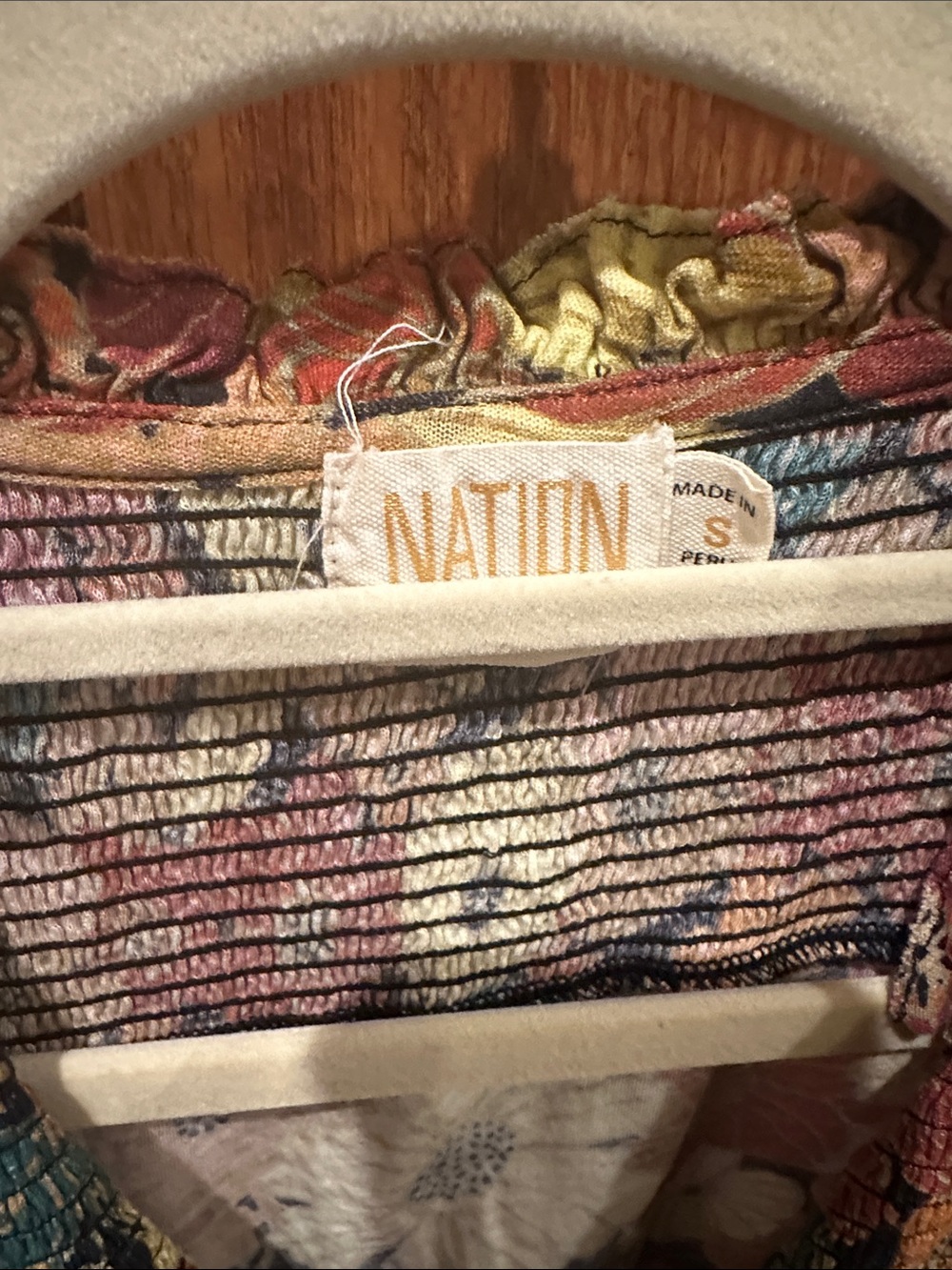 Nation LTD Floral Smocked V-Neck Tank in Rust, Yellow & Green - Picture 6 of 10